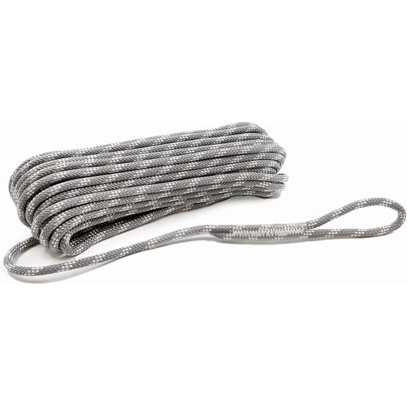 Heavy Duty Polyester Double Braided Rope, 1/4" x 65 Ft (6 mm x 20 m), Gray, Arborist Rigging, Tree Work, Halyard, Sailing, High Strength Support for Camping, Hiking & Utility Use