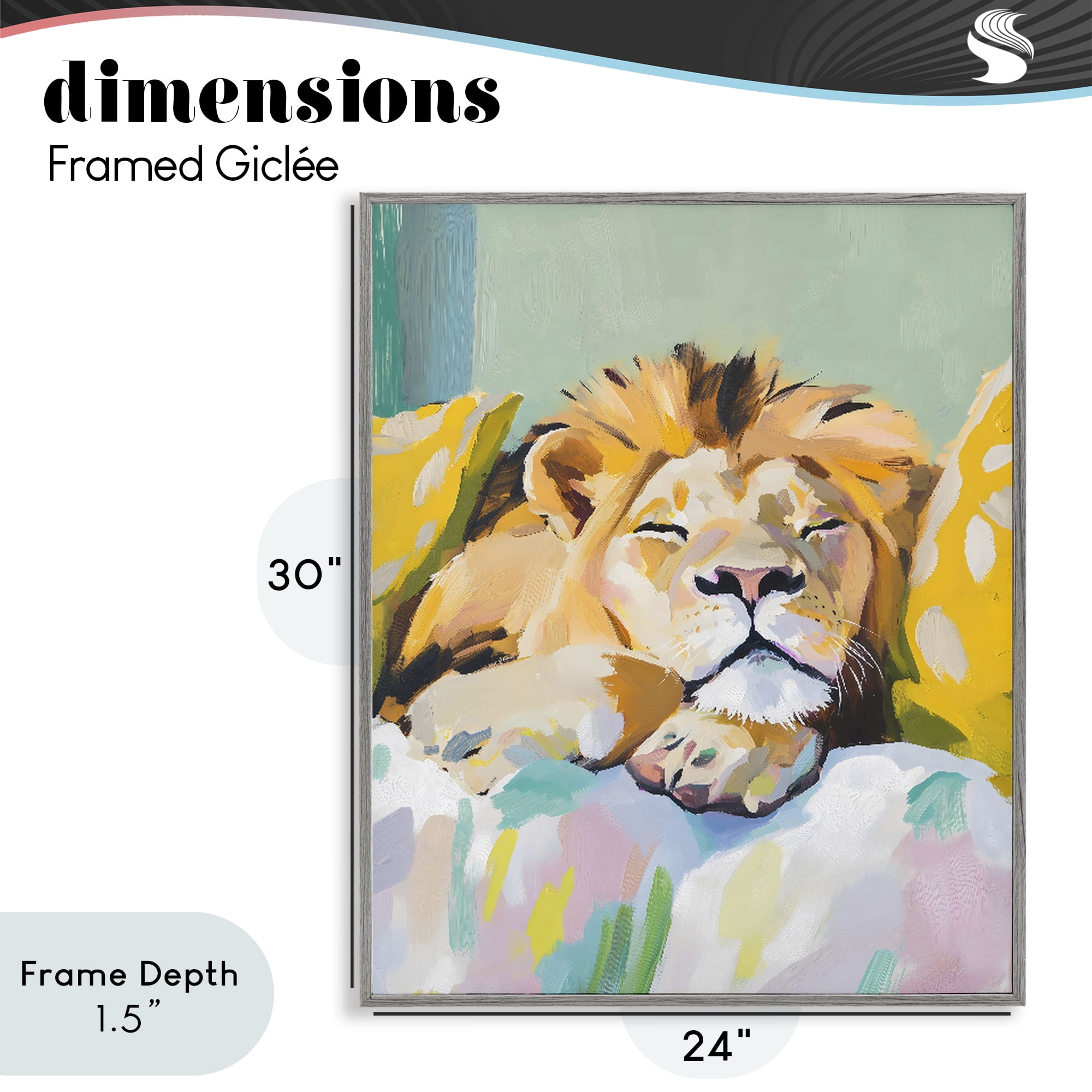 Stupell Industries Sleeping Lion on Pastel Pillows Gray Framed Giclee Art, design by The Prints Vibe