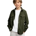 thumbnail image 2 of UACY Jacket Boys Fall Long Sleeve Button Up Shirts Jacket Collared Shacket Lightweight Overshirt with Pockets, 2 of 9