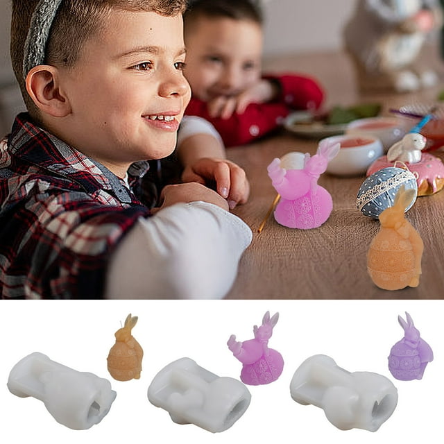 Fiudx Juego de Moldes de Pascua, Molde de Yeso y Cera de Soja Premium, Diseño Flexible, Reutilizable y Duradero, Apto para Horno y Microondas, Perfecto para Decorar Habitaciones o Mesas, Ideal para P