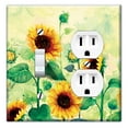 thumbnail image 1 of WIRESTER Double 1-Gang Toggle Light and 1-Gang Duplex Outlet Switch Plate/Wall Plate Cover, Sunflowers Flowers, 1 of 6