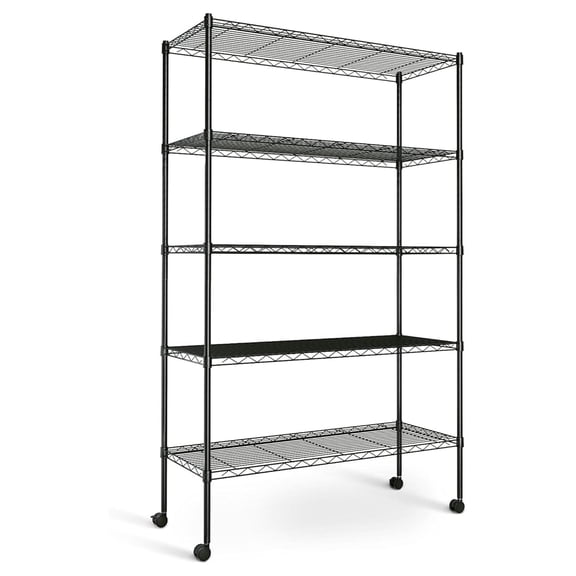 Heavy Duty Shelving Unit 5-Tier, 35.83"W x 13.98"D x 61", 1250lbs Capacity Black Wire Shelves