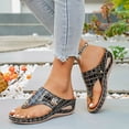 thumbnail image 2 of Rokment Women's Orthopedic Wedges Flip Flops Dress Sandals 2026 Summer Fashion Casual Comfortable Leather Platform Arch Support Walking Thongs Beach Slip on Slides Black Size 9, 2 of 7