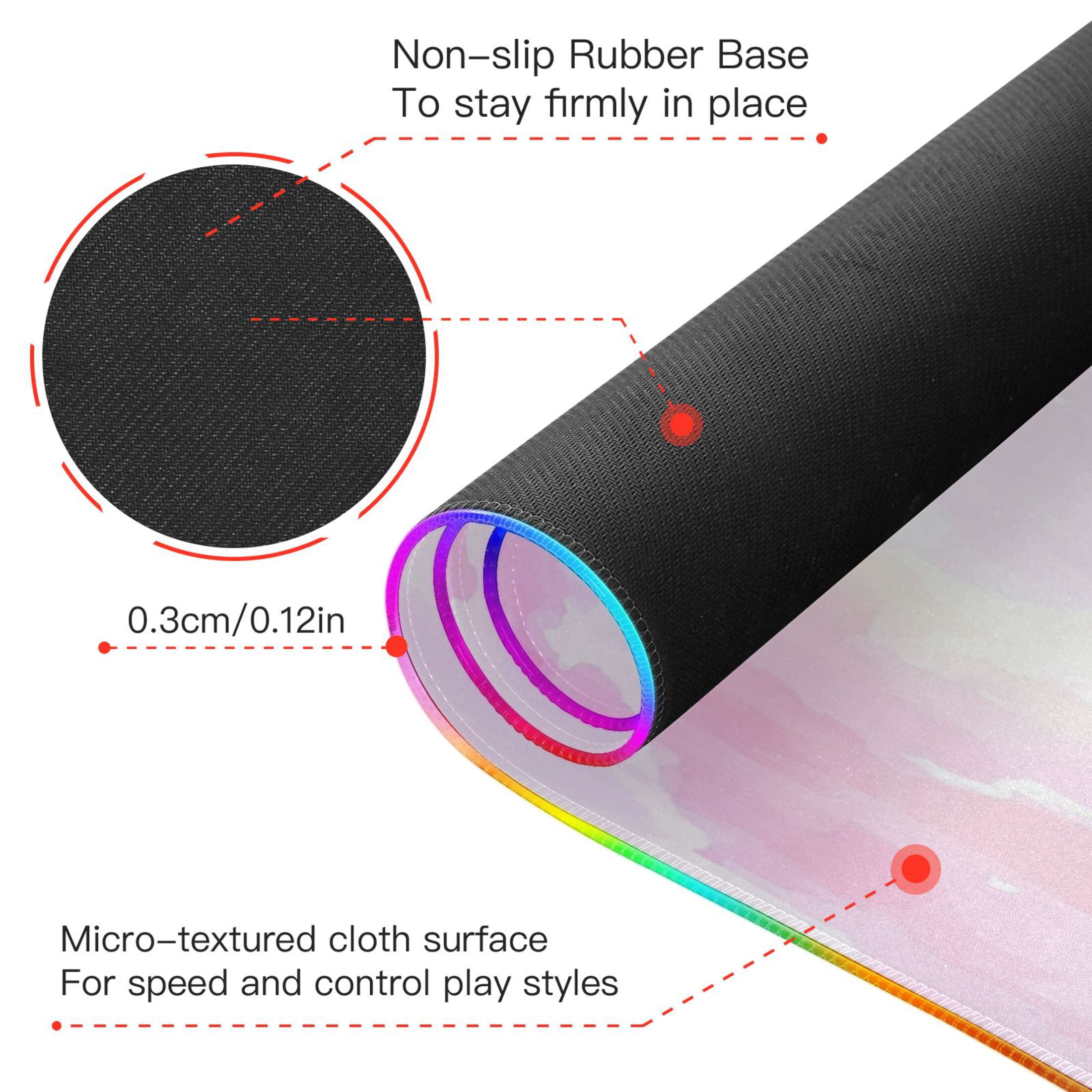 Pink Pattern Glowing Extended Large Gaming Mouse Pad 35.4x15.7in with Wireless Charger and Durable Edges