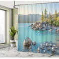 thumbnail image 5 of Ambesonne Nature Shower Curtain, Countryside Lake Beach, 69"Wx70"L, Blue Grey, 5 of 5