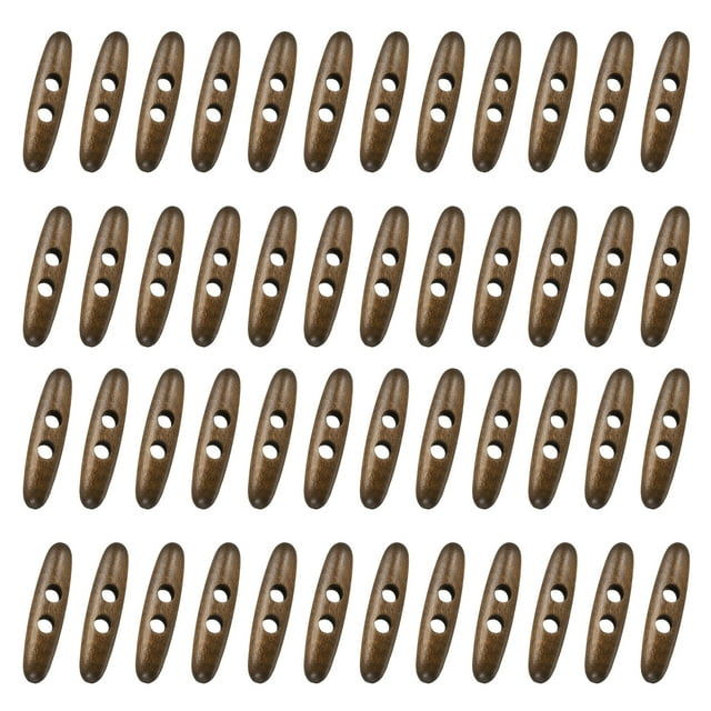 50 Piezas de Botones de Madera con Toggle, Botones de Madera en Forma de Aceituna de 60mm/2.4 Pulgadas con Doble Agujero para DIY Abrigo, Marrón