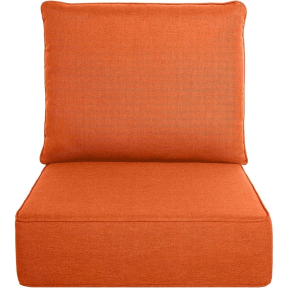 Luxury 6" Thick Outdoor Cushion Set - 24 x24 Inch 28D Sponge Filling Fade-Resistant Chair Cushion, Spill Proof Removable Patio Furniture Replacement Cushion for Sofa Bench Swing - Orange