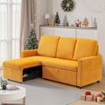 thumbnail image 3 of PPorfamilia 71'' 3-Seater Sofa with Pull Out Chaise, 2-in-1 Modern Corduroy Lounge Sofa Deep Seat with Storage, Upholstered Couch Sleeper Bed for Living Room, Yellow, 3 of 9