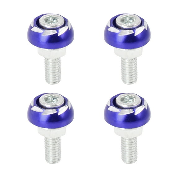 4pcs Universal 6mm Metal Motorcycle License Plate Frame Bolt Screw Fastener Blue