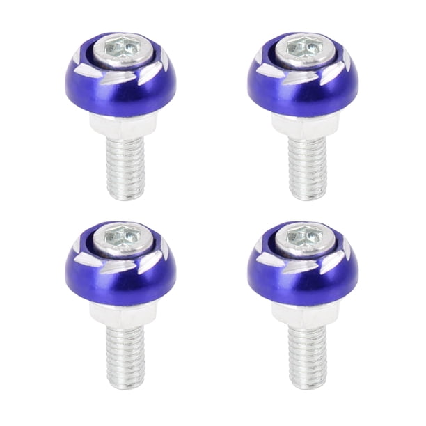 4pcs Universal 6mm Metal Motorcycle License Plate Frame Bolt Screw Fastener Blue