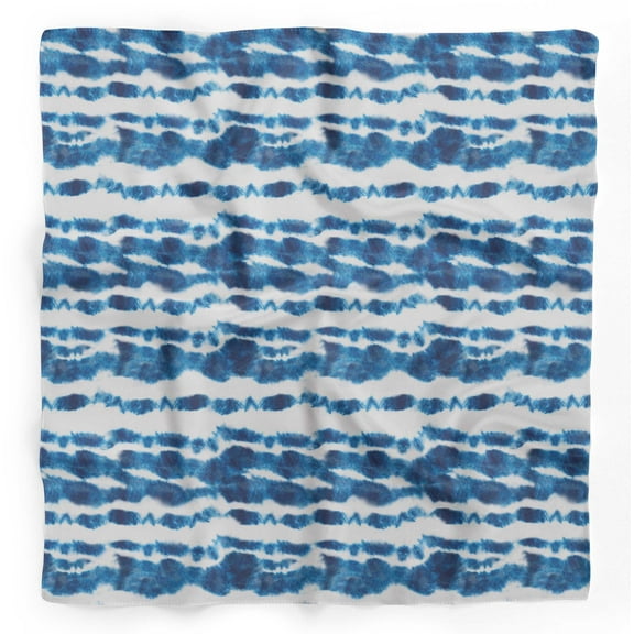 Bimba Blue Print Shibori Printed Pure Silk Scarf Neck Wrap Summer Hair Bandanas For Women 40 x 80 Inches