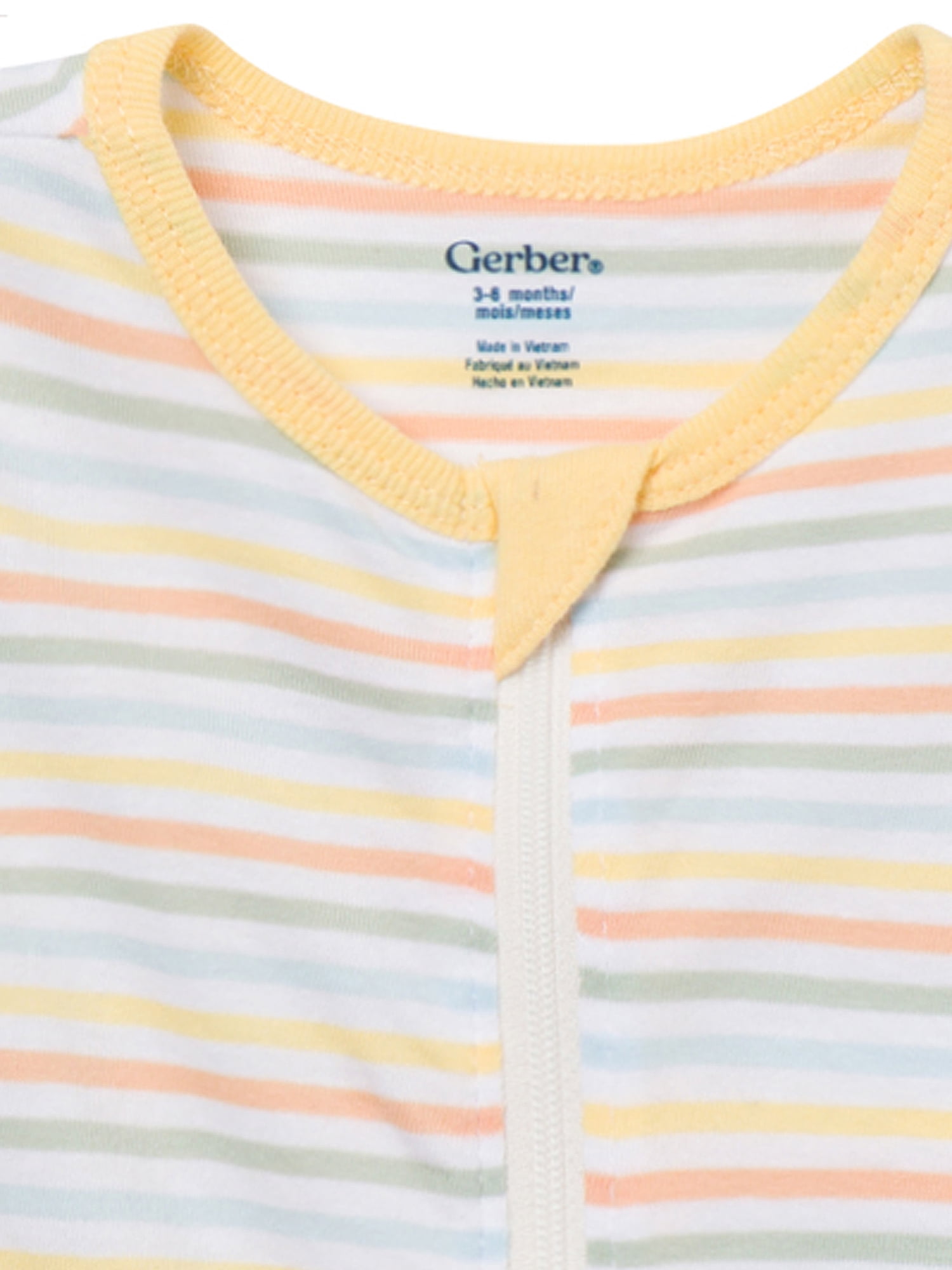Gerber Baby Neutral Sleep N´ Play 2-Way Zipper Footed Pajamas, 4-Pack, Sizes, Newborn - 6/9 Months