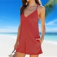 thumbnail image 3 of Bermudas Mamelucos casuales para mujer Mono ajustable con cuello en V para mujer para el verano (Rojo L) Cgtredaw Rojo T L para Mujer, 3 of 7