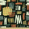 thumbnail image 2 of Ambesonne Abstract Fabric by the Yard Upholstery, Red Blue Brush Strokes Art, 2 Yards, Pale Vermilion and Mustard, 2 of 5