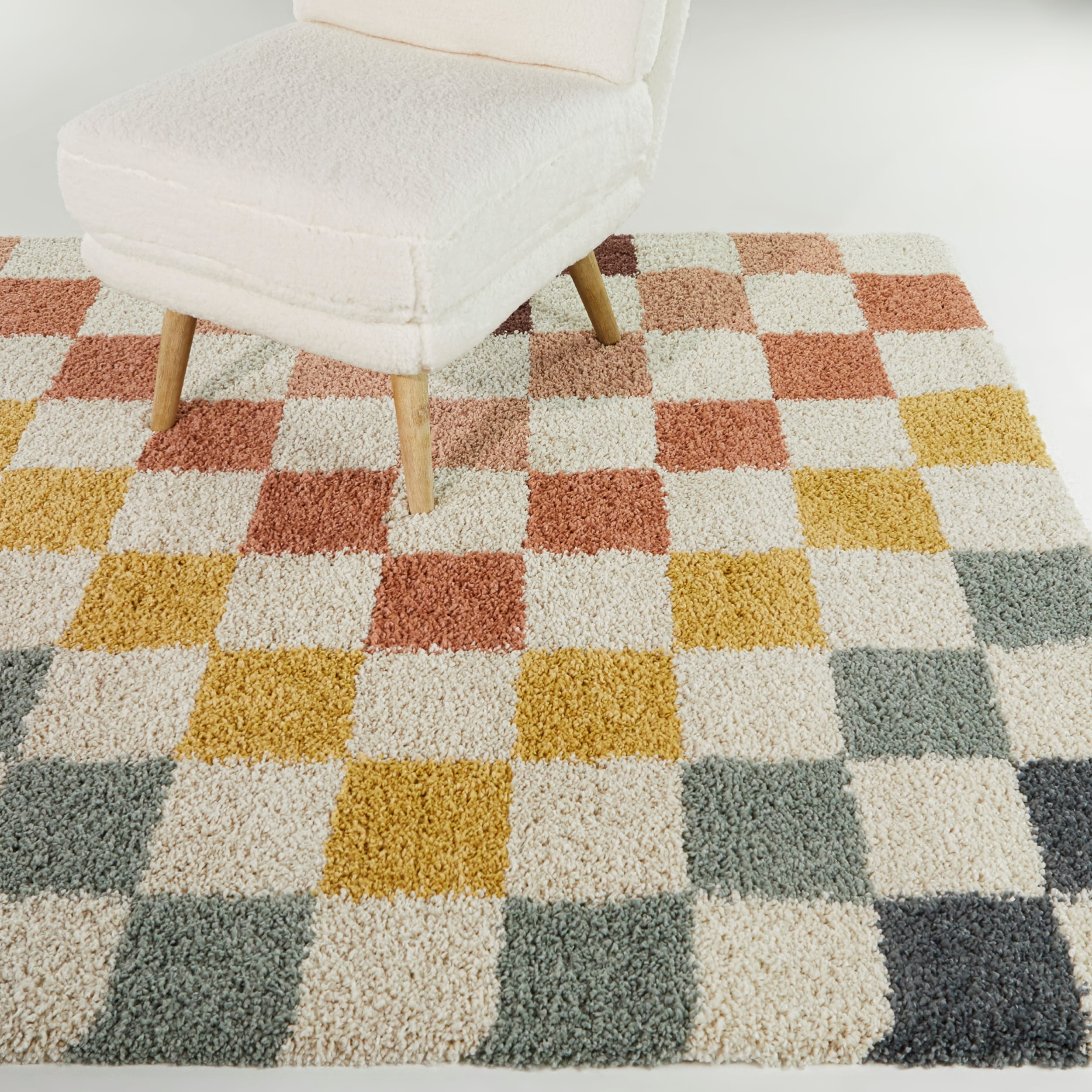 Mainstays Rainbow Checkered Shag Indoor Rug, 7' 10" x 10'