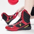 thumbnail image 5 of Men'S High-Top Boxing & Wrestling Training Shoes - Slip-Resistant Rubber Sole, Breathable Full-Grain Faux Leather-like Upper, Adjustable Ankle Support, Round Toe Design for Combat Sports, Gym, 5 of 10