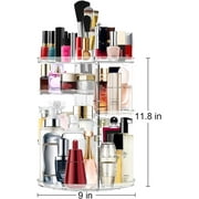 Rotating Makeup Organizer, Cosmetic Display Case with Brush Holder, DIY 8 Adjustable Layers Spinning Skincare Organizer