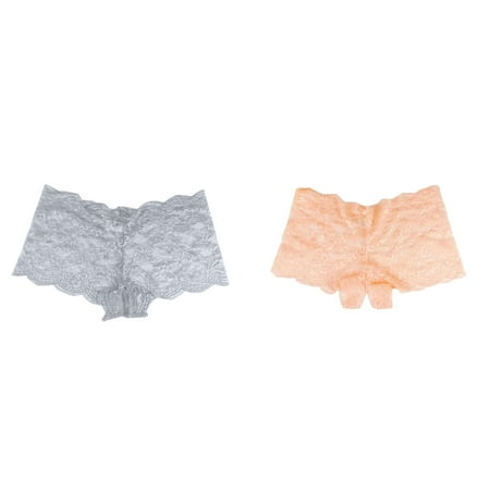 (2-Pack) Kcodviy Women s Underwear Womens Panties Bikini Cotton Pack Lace Open Panties Color Cotton for Women Size 46 Plus Size Underwear