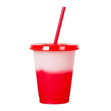 

NEGJ Creative Water Cup Flash Cup PP Straw Cup Flash Transparent Straw Cup 470ml Cold Change Temperature Sensitive Cup Wellness Tumbler Set Giant Drinking Cup