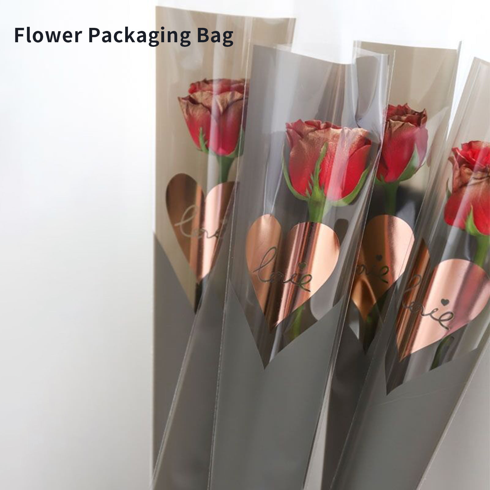 OUKEYI 100 Counts /2 Colors Flower Wrapping Paper Single Rose Packaging  Bag,Florist Bouquet Supplies,Waterproof Floral Wrapping Paper for Mother  Day