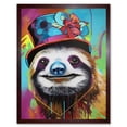 thumbnail image 1 of Sloth Wearing Ladies Summer Hat Modern Pop Art Art Print Framed Poster Wall Decor 12x16 inch, 1 of 5