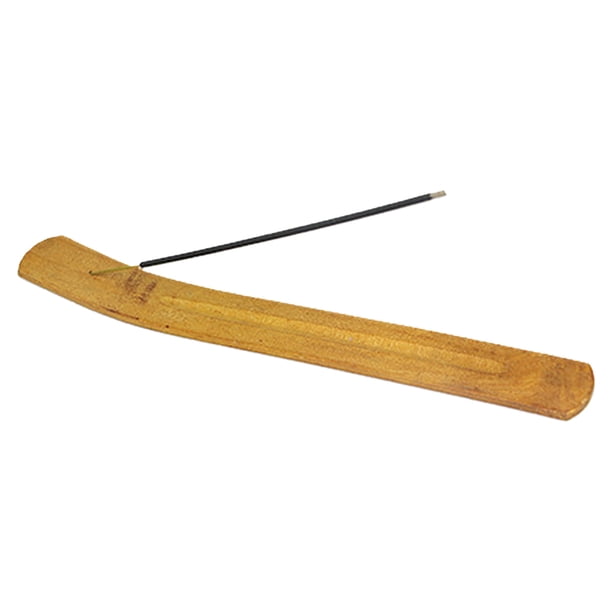 Porta incienso de madera de bambú para varillas con ángulo ajustable, quemador de incienso con recolector de cenizas