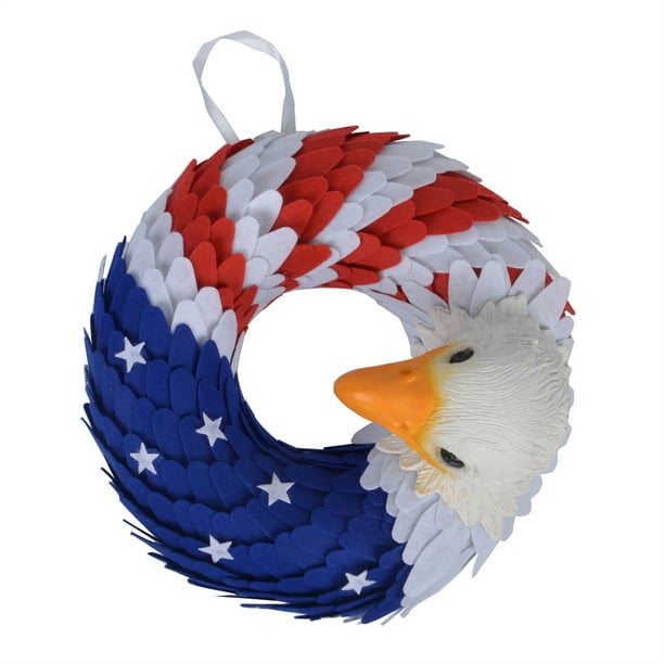 American Eagle Wreath, Handcrafted Glory Patriotic Flag Wreath for Front Door Window Decoration