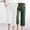 Army Green, variant on 2 Pack Women Cotton Linen Pants Solid Color Drawstring Elastic Casual Loose Straight Leg Seven Points Pants with Pocket Wine XXL