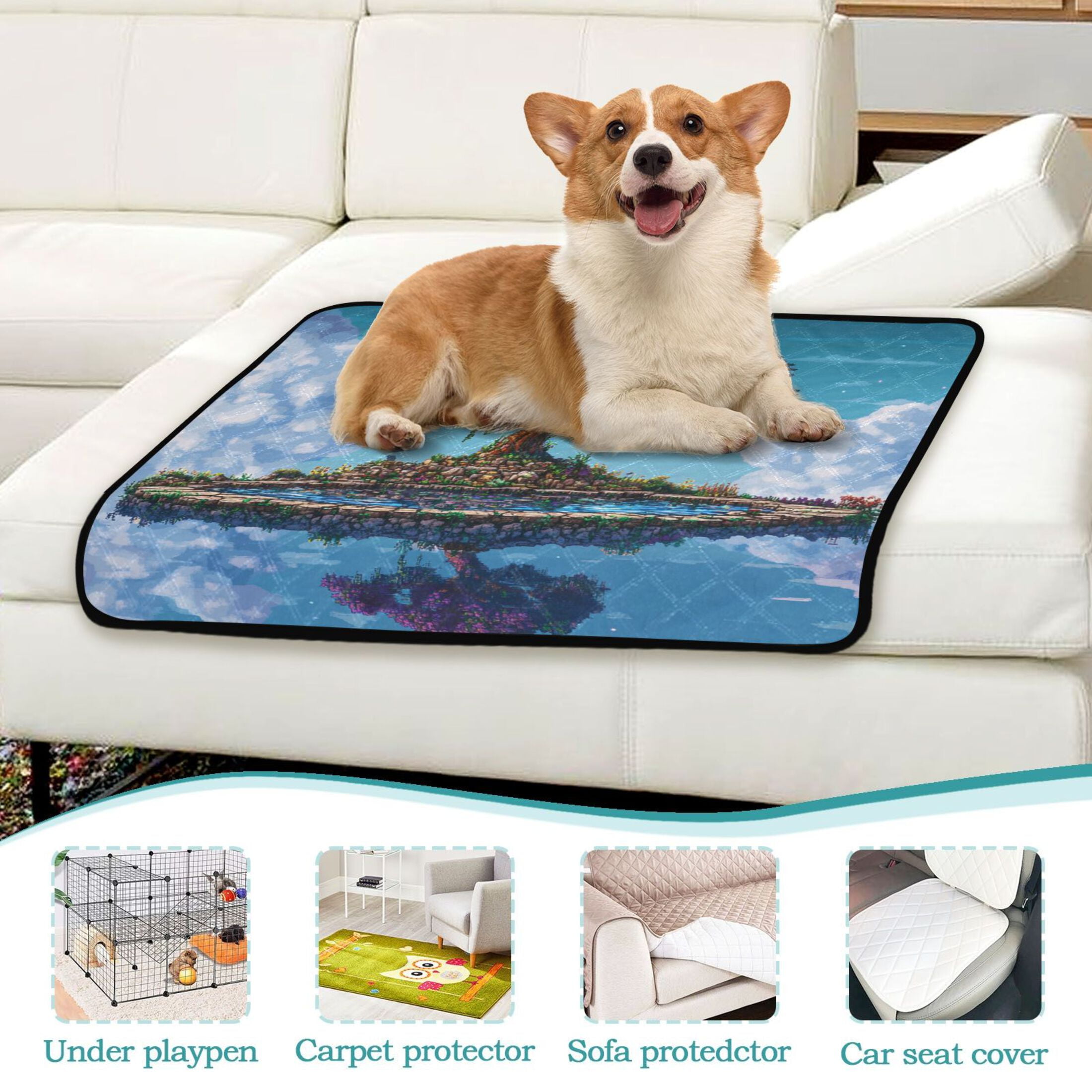 Qxltty Terraria Style Tree Cat litter Pads Pet Set of 2 Diaper Mats Center Anti-leakage Layer Absorbent Soft and Comfortable