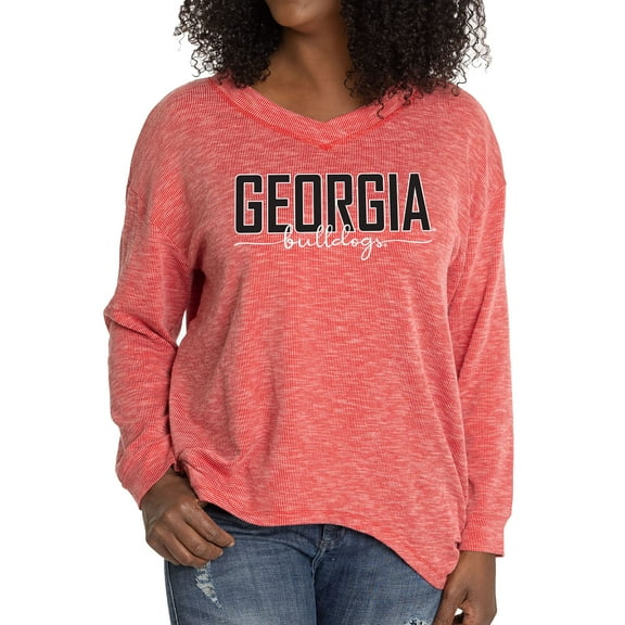 Women's Red Georgia Bulldogs Bailey V-Neck Tri-Blend Tunic