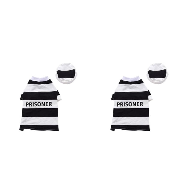 Toystoory Disfraz de prisionero para mascotas con sombrero Patrón de rayas de Halloween Uniforme Perro Gato Ropa de algodón de poliéster Fiesta de Type3 NO3 Toystoory CBP545399