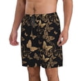 thumbnail image 2 of Kdxio Modern Golden Butterfly Pattern Mens Casual Shorts - Drawstring Summer Beach Sports Shorts for Men, 2 of 9