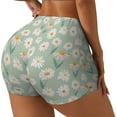 thumbnail image 2 of Sigee Daisies Flowers Print Women's High Waist Workout Shorts - Squat Proof, Tummy Control, Yoga and Gym Activewear-X-Large, 2 of 9