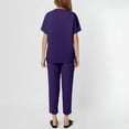 thumbnail image 5 of HAJWOH Scrubs Sets for Women Stretchy Nurse Uniform Short Sleeve V-Neck Scrub & Pants Solid Color Scrub Suit with Multi Pocket Dark Purple XXL, 5 of 5