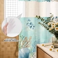 thumbnail image 3 of No Hook Shower Curtain, Teal Beach Coastal Shower Curtains for Bathroom with See Through Top Window, Summer Nautical Coral Shell Botanical Waterproof & Washable Bath Curtain 60"x72", 3 of 9