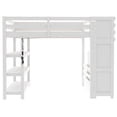 thumbnail image 5 of Euroco Wood Full Size Loft Bed with Storage Staircase and Shelves, LED Light and Wardrobe for Kids, White, 5 of 13