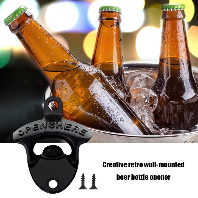 Mini Abridor De Aleación De Zinc Montado En La Pared Sacacorchos Abridor De Botellas De Cerveza (Negro C)