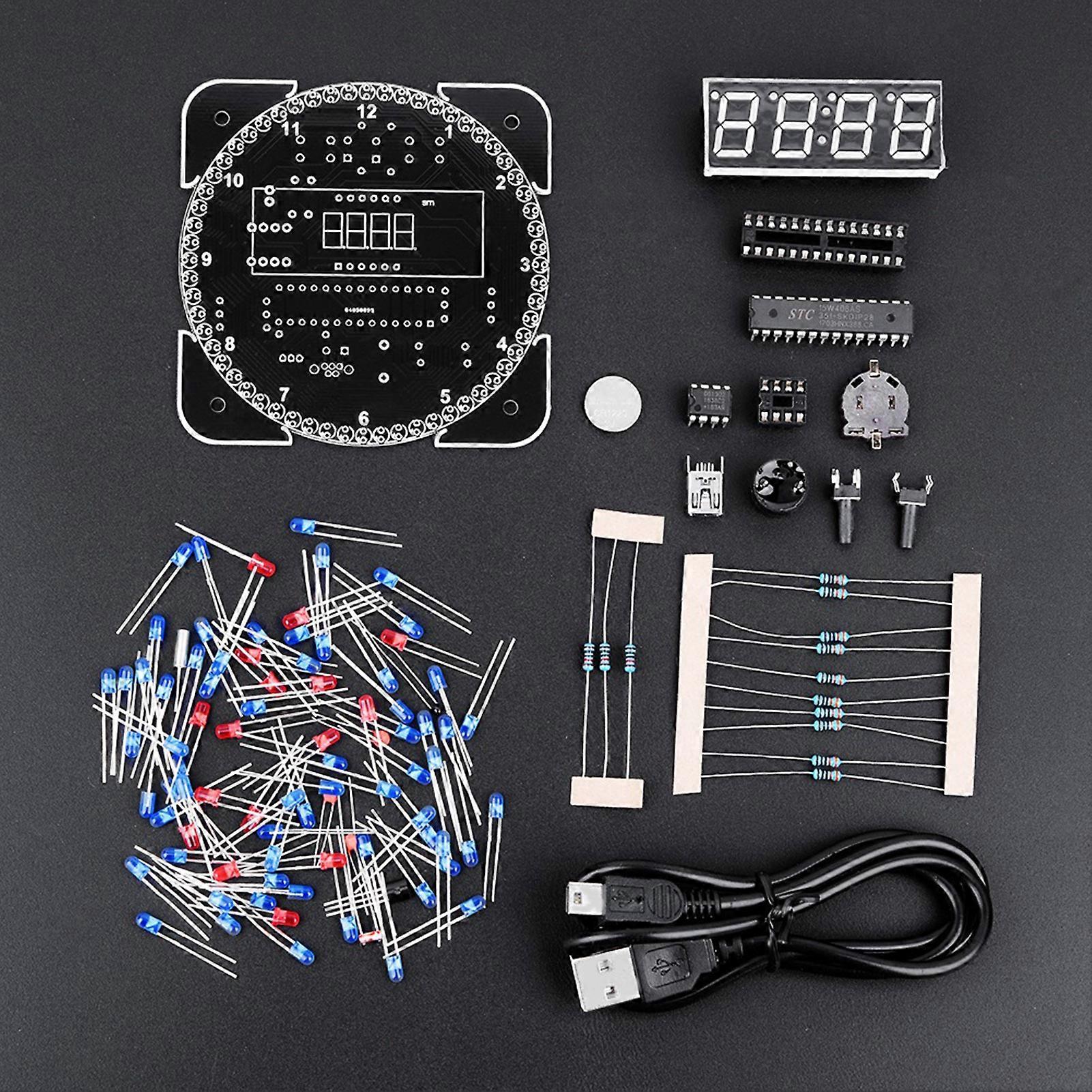 DIY Light Control Rotation Digital LED Electronic Temperature Clock Kit ...