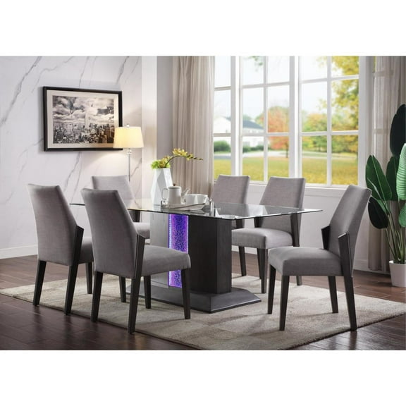 East West Furniture X077EN206-9 9-Piece Stylish Dinette Set a Superb Distressed Jacobean Rectangular Dining Table Top and 8 Excellent Linen Fabric Parson Chairs with Nail Heads and Stylish Chair...