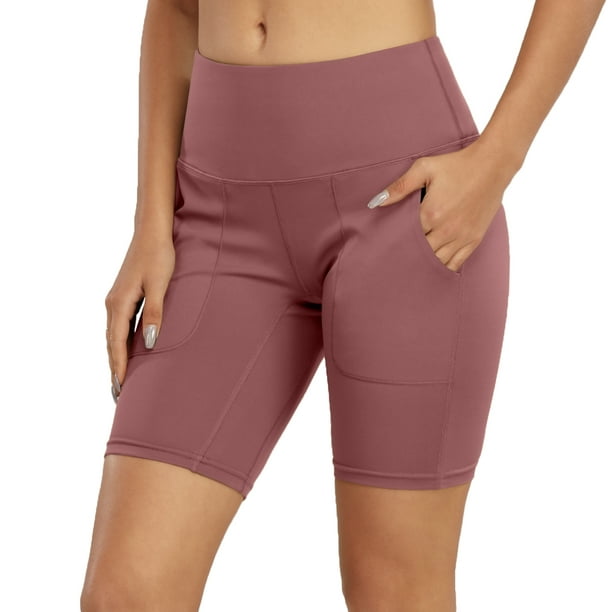 OmicGot High Waisted Yoga Shorts with Pockets for Women Workout Running  Biker Shorts 