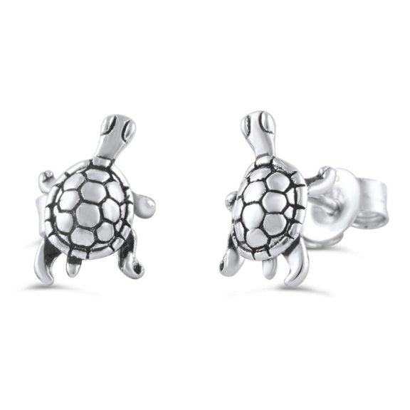 SilverCloseOut Sterling Silver Small Turtle Stud Earrings