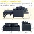 thumbnail image 3 of YODOLLA 71" Sleeper Sofa Bed & 3-in-1 Futon Pull Out Couch for Living Room & Bedroom, Convertible Loveseat in Navy Blue, 3 of 7