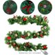 thumbnail image 4 of Guirnaldas navideñas decorativas, guirnalda iluminada a pilas para decoración interior y exterior, escena navideña clásica con piñas y frutos rojos, 5,92 pies, 4 of 6