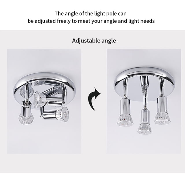 Projecteur de Plafond à Plaque Ronde à 3 Voies pour Armoire, Ampoules DEL Rotatives, Éclairage Domestique, Lumière Blanc Chaud