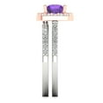 thumbnail image 3 of Clara Pucci 18K White/Rose Gold Round Cut 1Ct Natural Amethyst Engagement Ring + Matching Band - Luxury Box Included, 3 of 7