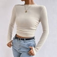 thumbnail image 4 of Women T Shirts Long Sleeve Crew Neck Slim Fit Basic Tops Daily Wear Fall Fashion Cute Shirts Size M, 4 of 6