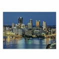 thumbnail image 1 of City Pittsburgh Cutting Board, Night Scene of Skyscrapers in Downtown Pennsylvania Skyline Busy City Life, Decorative Tempered Glass Cutting and Serving Board, in 3 Sizes, by Ambesonne, 1 of 2