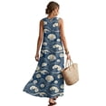 thumbnail image 2 of Xoenoiee Seashell Conch Wave Cloud Print Summer Dresses for Women 2026, Casual Sleeveless Crewneck Maxi Dress with Pockets, Lightweight Cotton Linen Beach Vacation Boho Sundress, L, 2 of 7