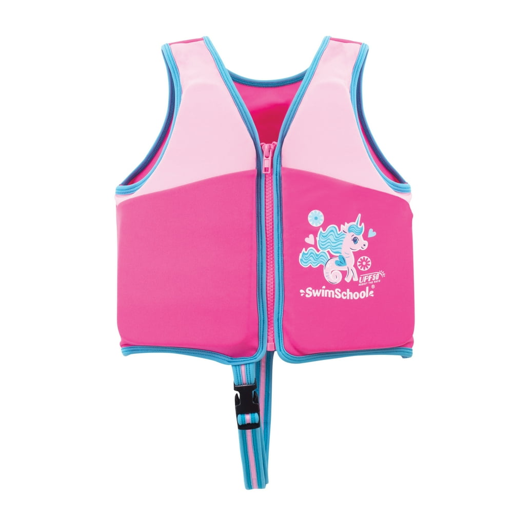 SwimSchool Youth Swim Training Vest with Adjustable Safety Strap, Seahorse Small/Medium