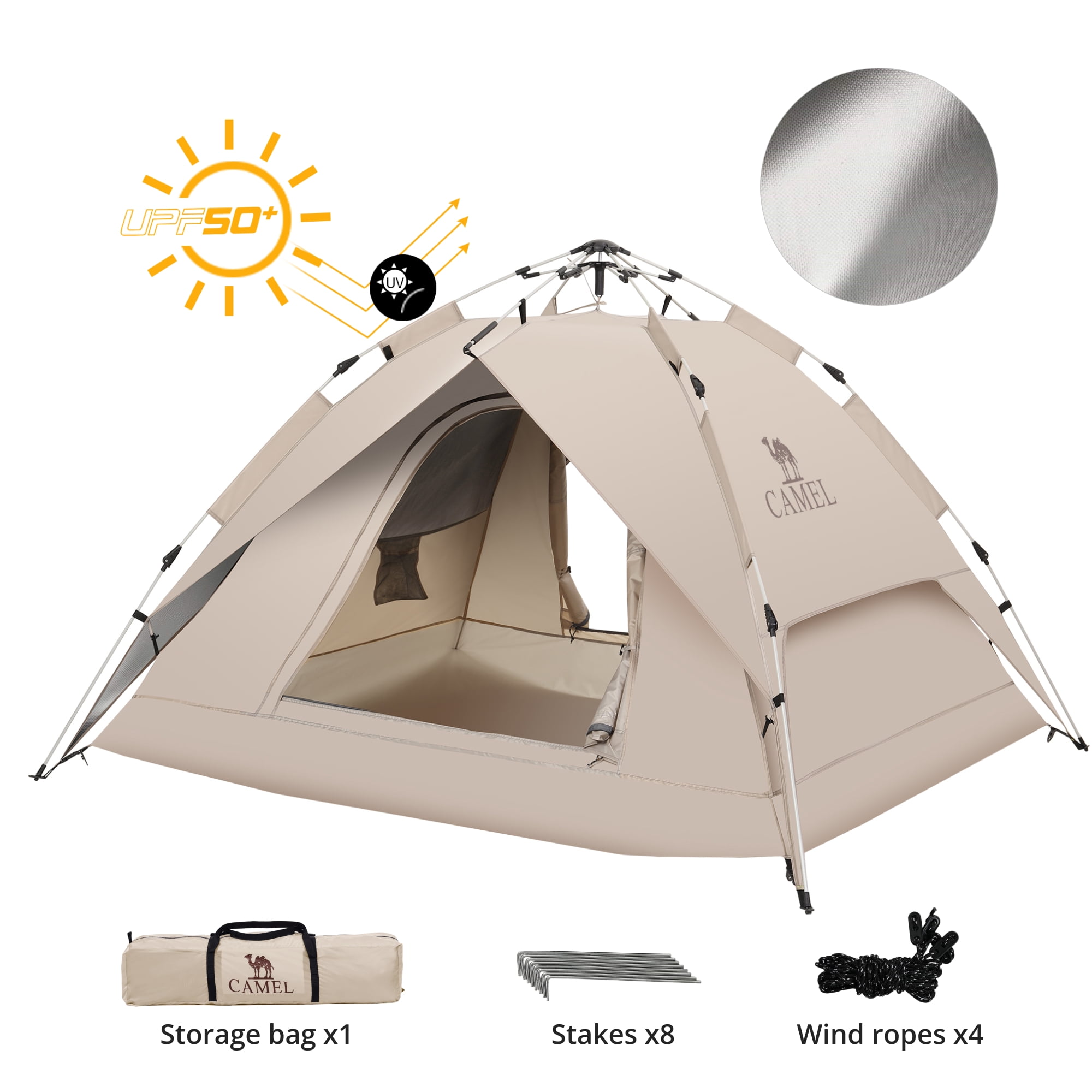 CAMEL 3-4 Person Pop Up Dome Tent Waterproof UV-Resistent Shelter 2-in-1 Backpacking Tent Outdoor